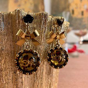 Betsey Johnson Leopard Print Drop Earrings - image 1